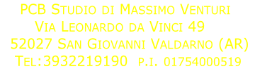     PCB Studio di Massimo Venturi
       Via Leonardo da Vinci 49
  52027 San Giovanni Valdarno (AR)
   Tel:3932219190  p.i. 01754000519
